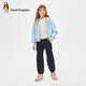 暇步士（Hush Puppies）童裝兒童女大童春季舒適柔軟時(shí)尚休閑薄款運動(dòng)針織長(cháng)褲 藏藍 130
