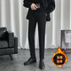 佐優(yōu)品墜感小西褲男九分褲子韓版潮流修身小腳休閑長(cháng)褲秋冬季直筒西裝褲 (1件)黑色(九分褲) 加絨 30 建議110-120斤內
