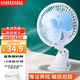 水月明 插電款小風(fēng)扇迷你學(xué)生宿舍床上電風(fēng)扇床頭臺式夾扇桌面夾式靜低音小型電扇 藍色塑料網(wǎng)【純銅電機】+3米延長(cháng)線(xiàn)（總長(cháng)約4米） 可立可掛可夾 自動(dòng)搖頭
