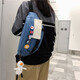 朗斐胸包男女斜挎包ins背包百搭運(yùn)動(dòng)大容量男士單肩包學(xué)生挎包小腰包 藍(lán)色+徽章（無(wú)掛件）
