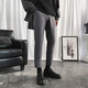 PBOA九分西褲男生正裝夏薄款商務(wù)休閑修身通勤小西服褲直筒垂感長褲子 YK9深灰加絨【九分褲】 36 (155-170斤)