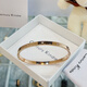 CENTURY& KINDLE輕奢品牌情侶手鐲一對(duì)刻字玫瑰金LOVE滿(mǎn)天星手鐲女開(kāi)口手環(huán)送女友 【玫瑰金色】窄版手鐲小號(hào)
