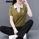帝黛（DIDAI）品牌運動(dòng)套裝女T恤短袖2025新款夏女裝長(cháng)褲女士休閑褲衣服兩件套 橄欖綠（套裝） 2XL建議（130-145）斤