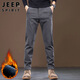 JEEP SPIRIT吉普休閑褲男直筒秋冬季褲子男士商務(wù)修身彈力長(cháng)褲 深灰加絨 33