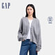 GAP女裝純羊毛V領(lǐng)針織衫經(jīng)典簡(jiǎn)約氣質(zhì)百搭開衫638266 灰色 L (170/88A) 亞洲尺碼