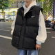 品牌羽絨棉馬甲男士秋冬潮流韓版青少年百搭保暖棉衣坎肩背心上衣 黑色 4XL