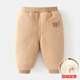童校生嬰兒衣服加絨長(cháng)褲子加厚冷冬裝秋冬兒童男童女童寶寶保暖幼兒絨褲 淺卡其加絨 90