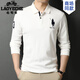 老爺車(chē)高端100純棉長(cháng)袖t恤男士春秋裝POLO保羅衫寬松上衣潮流外穿打底衫 8801白色 165/M建議120斤之內