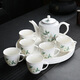 宋匯青花瓷功夫茶具套裝瓷托盤(pán)客廳家用泡茶壺簡(jiǎn)約花茶壺防燙把杯 山茶花（壺750ml杯160盤(pán)30cm）