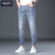 增致牛仔（zengzhi）九分褲男士小腳磨白時(shí)尚舒適新品彈力中腰休閑百搭男裝九分牛仔褲 2060淺藍 29