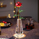 晶亦求精元旦情人節禮物女送女友生日禮物老婆實(shí)用浪漫高檔水晶玫瑰花擺件 綠葉紅玫瑰+【花瓶】