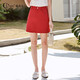 Olrain歐芮兒秋夏季牛仔半身裙高腰顯瘦A字裙紅色氣質(zhì)時(shí)尚短裙 玫紅色 160/68A/M