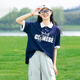 方糖姑娘初中學(xué)生短袖少女T恤夏季polo領(lǐng)高中女生夏裝上衣女大童可愛運動 23208LX藏青色 2XL