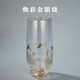 容山堂瑞鶴圖煥彩金銀燒水晶玻璃杯辦公室茶杯金邊泡綠茶杯子故宮茶具 煥彩金銀燒金山杯-瑞鶴圖