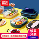 富光304不銹鋼餐盤大容量便當(dāng)盒分隔型學(xué)生上班族食堂分格餐盒帶餐具 粉色 1.2L 三分格（B款普通304）