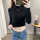 歌班婭秋冬加絨毛衣女加厚一體絨內(nèi)搭半高領(lǐng)套頭百搭打底針織衫保暖上衣 黑色一體絨 M 建議90-105斤