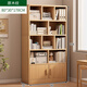 歐貿實(shí)木書(shū)架多層客廳靠墻柜子儲物柜學(xué)生收納家用帶門(mén)書(shū)柜落地置物架 15MM加厚實(shí)木田園橡木80X30X178