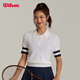 威爾勝（Wilson）官方秋季女士ESSEX復古毛織撞色修身網(wǎng)球運動(dòng)短袖POLO衫 亮白色-WW00014331WTA XS /160/80A