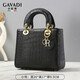 卡梵蒂 GAVADI鱷魚皮女包2024新款戴妃包斜挎包品感單肩手提包 黑色-小號