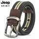 JEEP SPIRIT 1941 ESTD【美國(guó)品牌】吉普皮帶男士帆布腰帶韓版潮流時(shí)尚褲腰帶耐磨耐穿 軍綠條紋 115cm