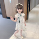 蓓馨貝（Beixinbei）女童裝連衣裙夏款女寶寶衣服洋氣中國風(fēng)裙子小女孩流蘇碎花旗袍裙 淺綠色連衣裙 100 建議2歲左右