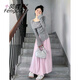 鳳蝶兒 連衣裙2024早秋新款女裝韓版純欲風(fēng)甜妹穿搭法式溫柔風(fēng)氣質(zhì)顯瘦 灰色上衣+粉色裙子 M