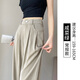 棠暖冰絲山本西裝褲女夏季薄款2025新款寬松棉麻休閑夏天防曬闊腿褲子 咸菜綠常規 S 80-95斤