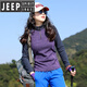 JEEP SPIRIT吉普戶(hù)外德絨彈力抓絨衣女上衣長(cháng)袖T恤女加厚保暖衣磨毛絨 深紫色 2XL (125-135斤)