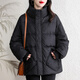 朦朧杏 加大加肥羽絨服女220斤薄的款短款300斤200特大碼裝秋冬胖mm 黑色 3XL 185-205斤