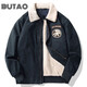 BUTAO 男裝冬季棉衣男工裝休閑外套加絨加厚棉服夾克短款棉襖新款 【1878】寶藍色 XL