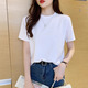 山朵棉白色t恤女短袖夏季2024年新款圓領(lǐng)寬松大碼百搭半袖顯瘦修身上衣 白色 M   【推薦95-1121斤】