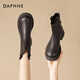 達芙妮（DAPHNE）短靴女加絨保暖厚底英倫風短筒靴冬季新款增高時尚百搭女靴2023年 棕色 37 (230mm)