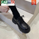 卡帝樂(lè )鱷魚(yú)（CARTELO）英倫風(fēng)厚底小皮鞋女2025新款夏季百搭黑色jk單鞋松糕樂(lè )福鞋ins潮 黑色 39