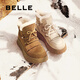 百麗（Belle）戶外休閑雪地靴女商場(chǎng)款保暖加絨短靴D1W1DDD4 棕色-絨里 38 (240mm)