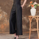 齊黛龜紋香云紗女裝桑蠶絲真絲褲子高端新款闊腿褲簡(jiǎn)約大氣日常休閑褲 黑色 3XL