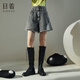 日著(zhù)丨自游同款丨女裝牛仔短褲2024夏新款寬松純棉A字高腰顯瘦褲子 小狗灰 S