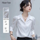 FitonTon法式襯衫女長(cháng)袖秋款白色設計感職業(yè)面試通勤襯衣 L