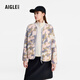 AIGLE艾高戶外休閑時(shí)尚印花全拉鏈抓絨衣外套女士 灰紫色 AZ793 36