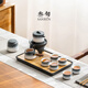 叁旬（sanxun）高檔輕奢山海觀自動(dòng)功夫茶具套裝家用懶人泡茶神器茶壺禮盒 山海觀自動(dòng)茶具_(dá)白砂釉+茶盤