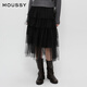 moussy 新品復(fù)古優(yōu)雅重工紗裙A型半身裙女028HAZ30-2621 020黑色 S 00001/S