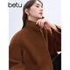 百圖betu女裝冬季新款毛呢外套防風(fēng)立領(lǐng)寬松羊毛大衣外套2411T18 深駝色 L