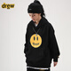 Drew Ess【正品】衛(wèi)衣男女情侶秋冬加絨連帽長(zhǎng)袖笑臉潮牌美式寬松重磅外套 黑色【常規(guī)款】 XL