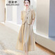 佰藍(lán)嬌兩件套裝裙子女2025夏季女裝新款小香風(fēng)氣質(zhì)西裝連衣裙半身裙夏天 卡其色 2XL