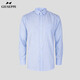 Giuseppe/喬治白春秋男長(cháng)袖襯衫直筒純棉尖領(lǐng)藍格帶口袋商務(wù)襯衣 藍黑 41