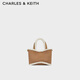CHARLES&KEITH純色毛絨手提托特包單肩斜挎小方包包女包生日禮物CK2-30782416 CK2-30782416-1綜合色 S