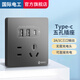 國(guó)際電工Type-C插座面板20W手機(jī)智能快充86型暗裝墻壁五孔帶雙USB電源插座 五孔2.1A雙USB+type-c【灰色】
