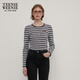 Teenie Weenie小熊秋季正肩修身長(cháng)袖T恤打底衫白色柔軟短款上衣女 深灰色 XS (155)