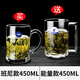 樂(lè )美雅玻璃杯家用水杯耐熱泡茶杯鋼化微波牛奶杯帶把早餐喝水杯子 班尼450ml+能量450ml