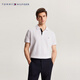 TOMMY HILFIGER【LOGO門襟】夏季男裝商務休閑純色翻領短袖T恤POLO衫34753 白色YBR M （推薦：135-150斤）