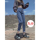 黛芭瑪哈倫牛仔褲女小個子高腰顯瘦2024新款春秋八分九分老爹蘿卜褲子 復古藍（九分） M